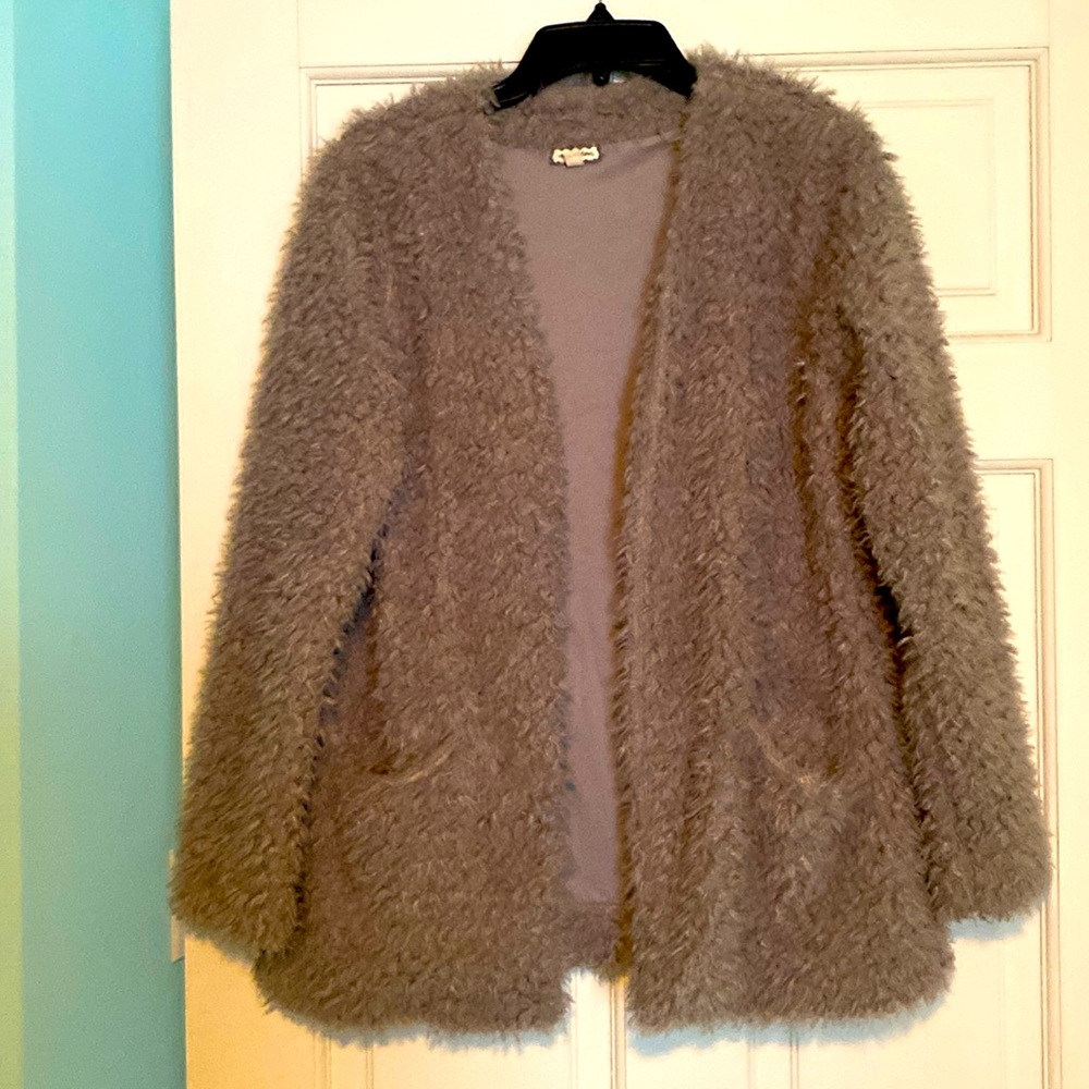 Fuzzy Open Front Cardigan type Jacket